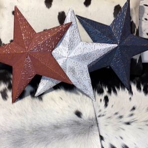 3- Metal Stars ~Maroon, White & Blue ~ 11 1/2” x 11 1/2”